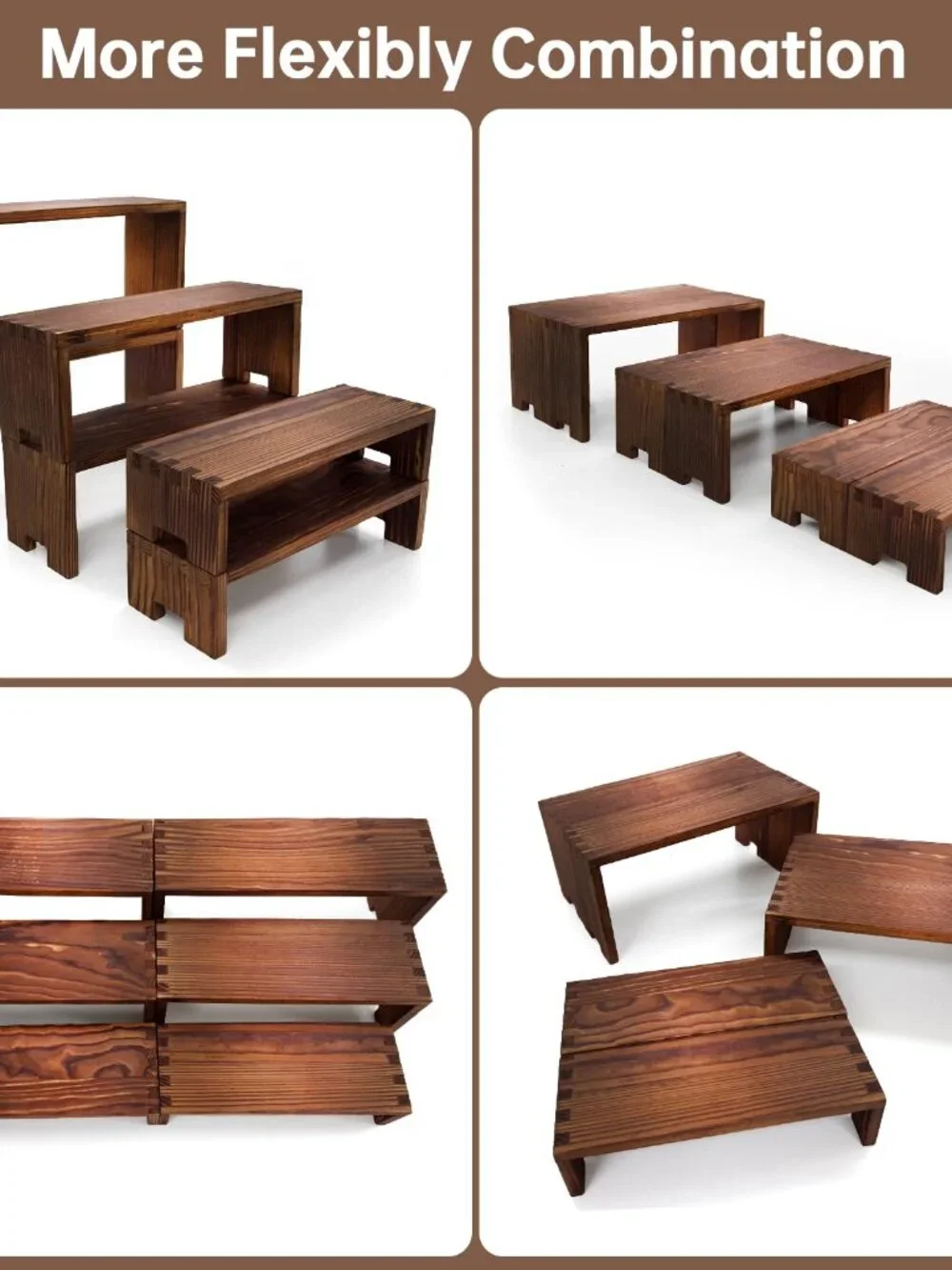 Yikaroeli 2 Set Wood Display Risers Small Wooden Stand for Display Cupcake Stand